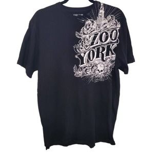 ZOO York Y2K Vintage Sz L Black Tee NYC Skater Short Sleeve T-Shirt Streetwear